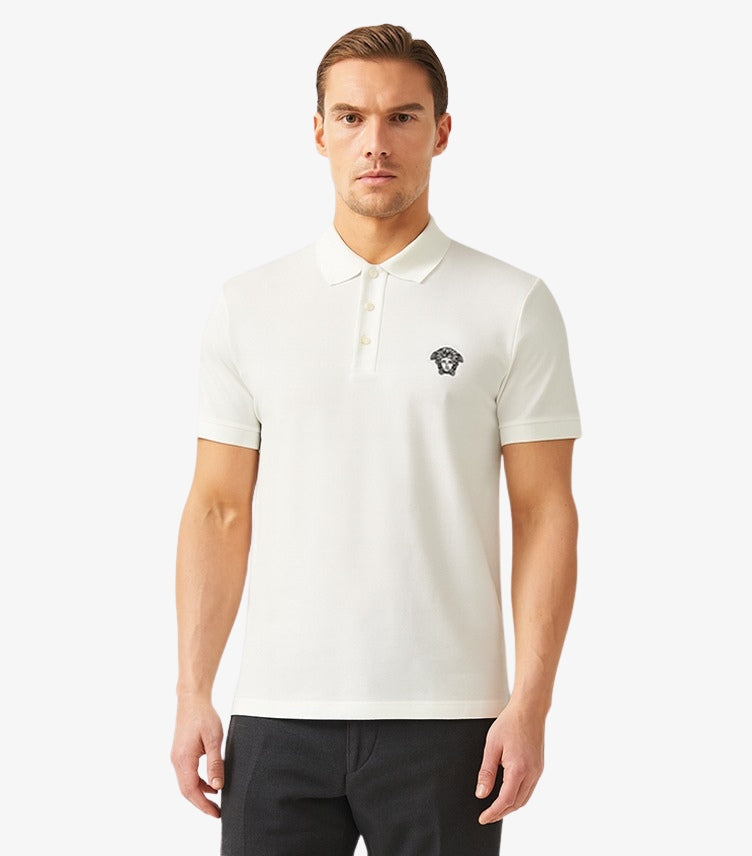 VERSACE MEN’S PREMIUM WHITE POLO SHIRT WITH LOGO
