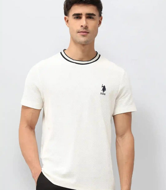 U.S. POLO ASSN. BRAND LOGO PRINTED ROUND NECK PURE COTTON SLIM FIT T SHIRT