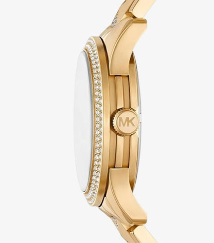 MICHAEL KORS RUNWAY PAVÉ GOLD-TONE AND MALACHITE WATCH MK7390