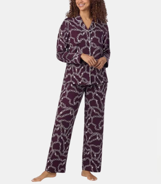 DKNY NOTCH COLLAR PYJAMA SET IN BURGUNDY
