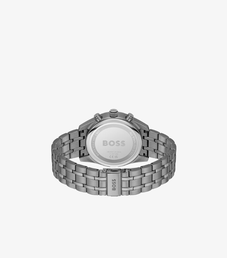 HUGO BOSS GUNMETAL STAINLESS STEEL CHRONOGRAPH WATCH 1514153