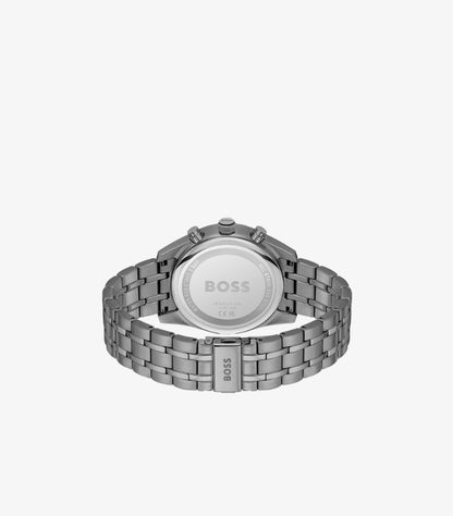 HUGO BOSS GUNMETAL STAINLESS STEEL CHRONOGRAPH WATCH 1514153