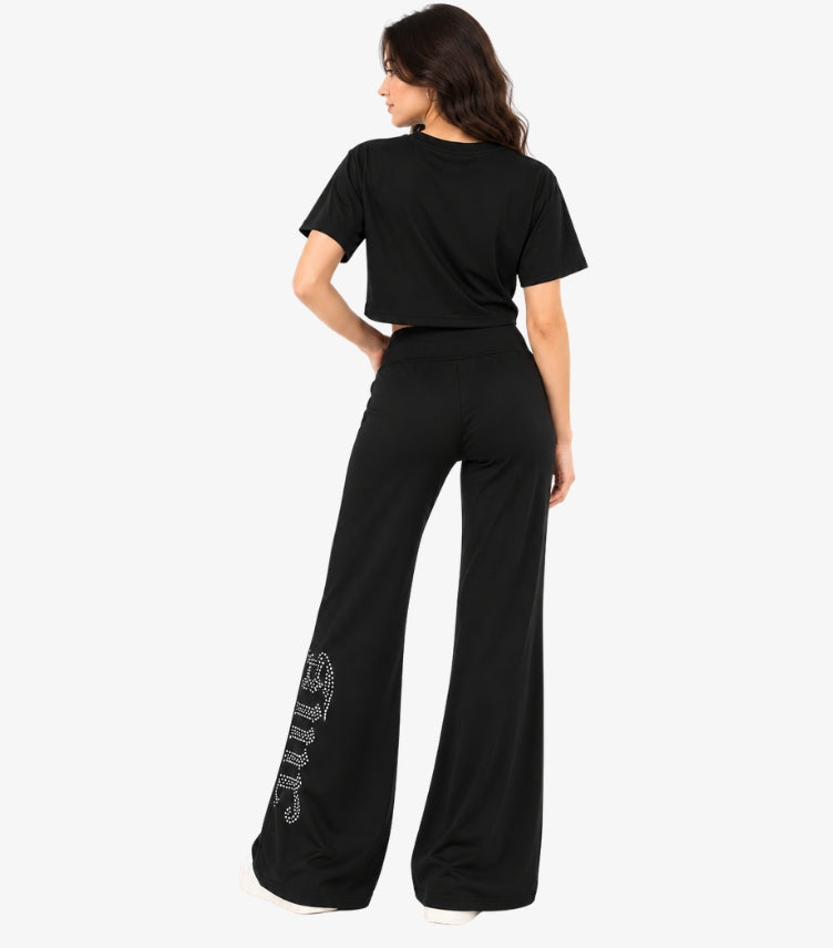 Juicy Couture women's two-piece crop top and wide-leg trouser set back view