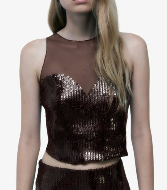 ZARA SEQUIN AND TULLE TOP