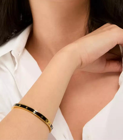 KATE SPADE SPOT THE SPADE ENAMEL HINGED BANGLE BRACELET