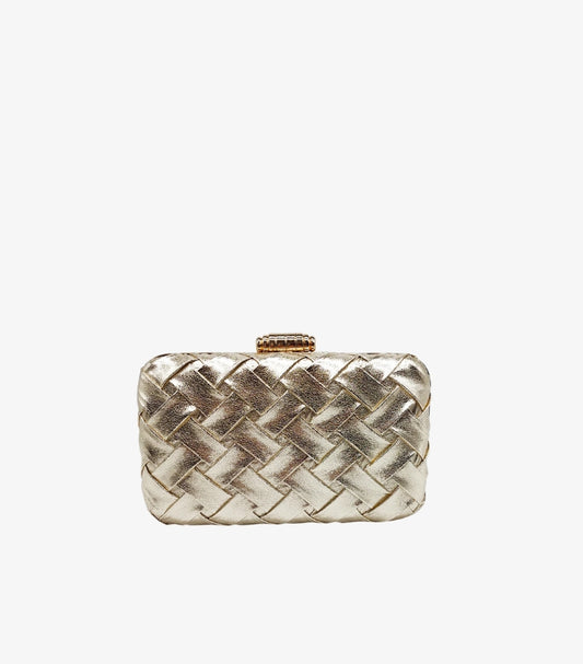 SHEIN WEAVED LEATHER GOLD CLUTCH