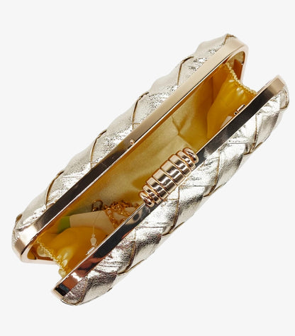 SHEIN WEAVED LEATHER GOLD CLUTCH