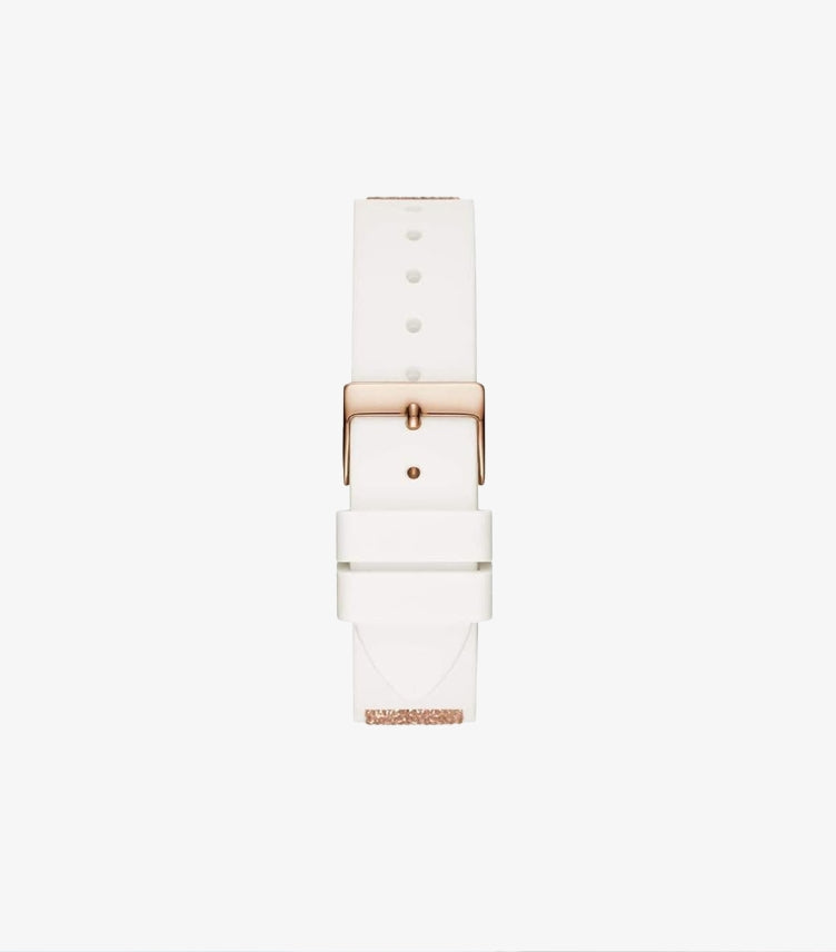 GUESS SWIRL WHITE SILICONE STRAP SILVER DIAL QUARTZ WATCH - W1096L2