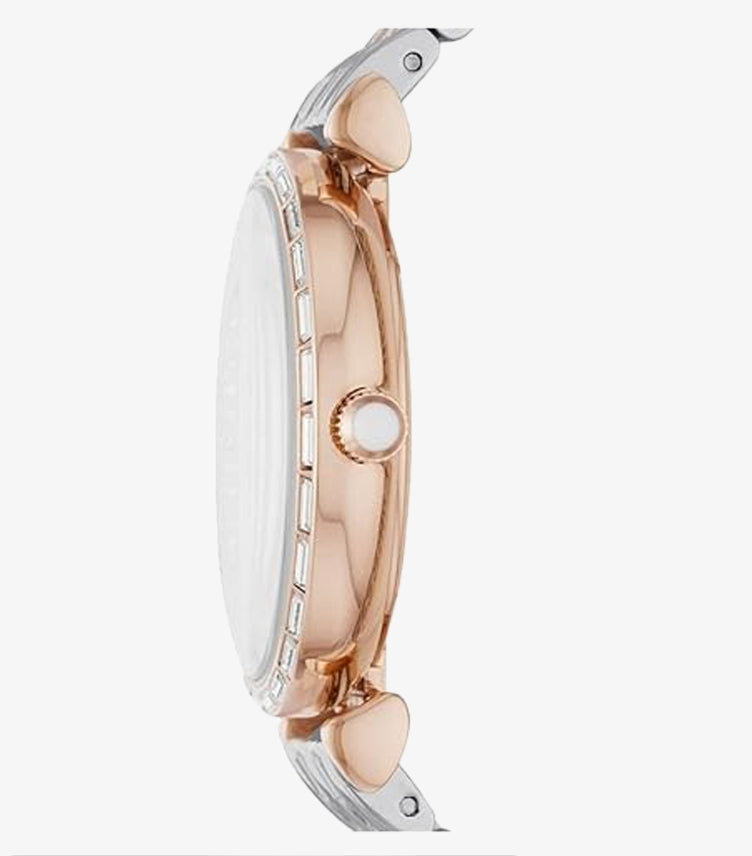 EMPORIO ARMANI GIANNI T-BAR TWO-TONE STAINLESS STEEL SILVER DIAL QUARTZ WATCH  - AR11293