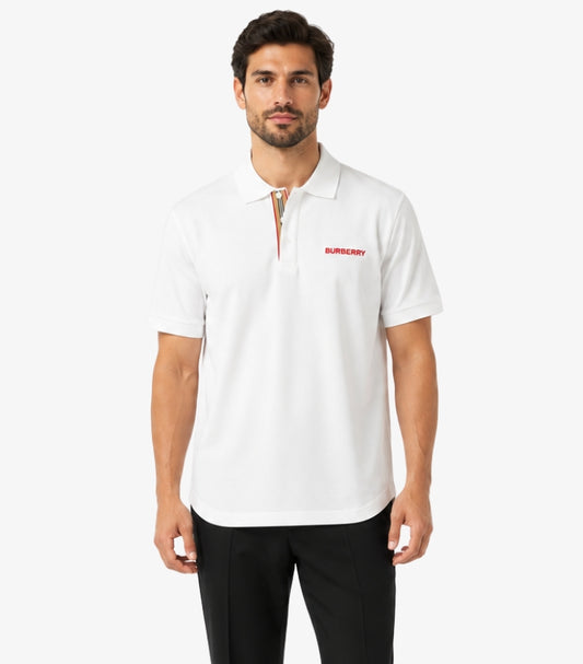 BURBERRY MEN'S COTTON POLO SHIRT – CLASSIC SHORT SLEEVE DESIGNER POLO WITH EMBROIDERED LOGO
