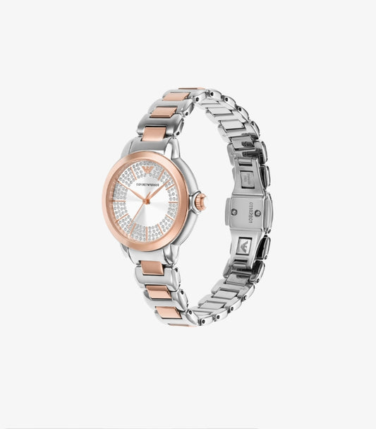 EMPORIO ARMANI THREE-HAND TWO-TONE STAINLESS STEEL WATCH - AR11643