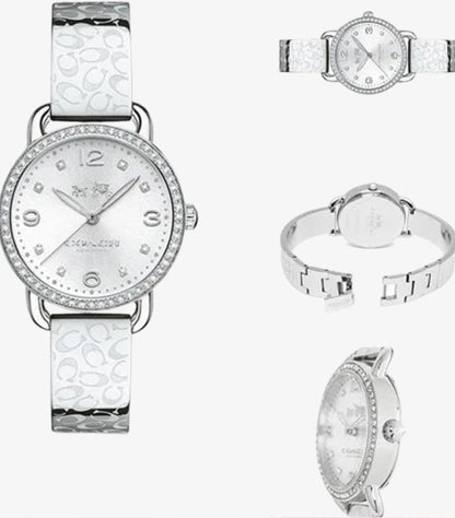 COACH WOMEN’S QUARTZ SILVER STAINLESS STEEL WHITE DIAL 28MM WATCH 14502353
