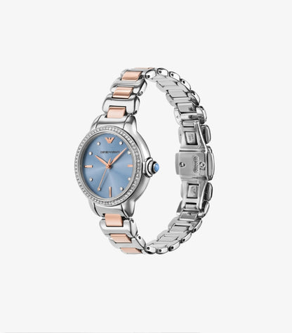 EMPORIO ARMANI THREE-HAND TWO-TONE STAINLESS STEEL WATCH AR11597