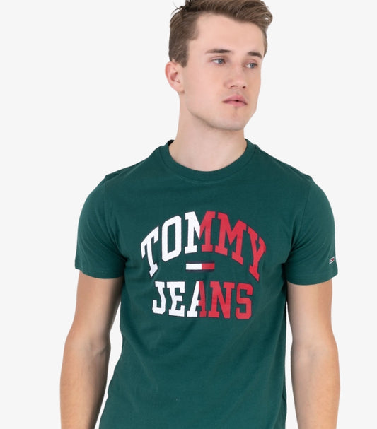 TOMMY JEANS CLASSIC LOGO PRINT HALF SLEEVES T-SHIRT – GREEN