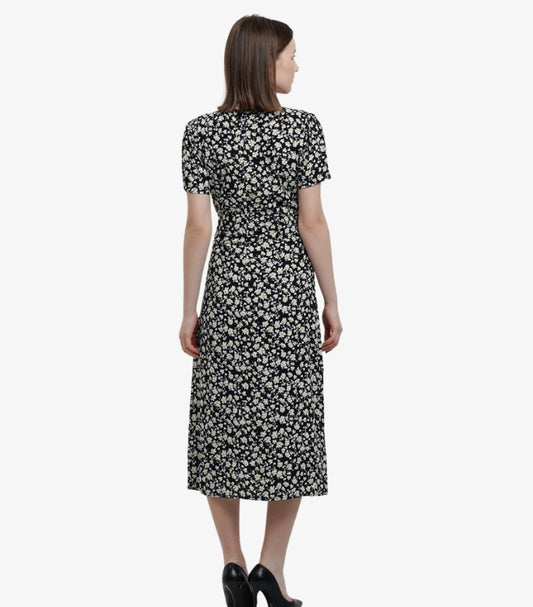 SHEIN FLORAL SHORT SLEEVE MIDI DRESS