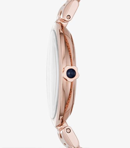 EMPORIO ARMANI ARIANNA ROSE GOLD STAINLESS STEEL BLACK DIAL QUARTZ WATCH  -AR11220