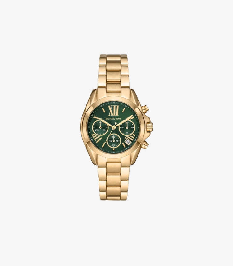 MICHAEL KORS BRADSHAW GOLD STAINLESS STEEL GREEN DIAL CHRONOGRAPH QUARTZ WATCH  - MK7257