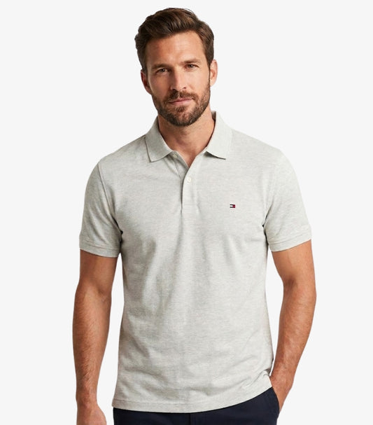 TOMMY HILFIGER MEN'S SLIM FIT POLO SHIRT - LIGHT GREY