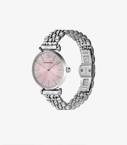 EMPORIO ARMANI TWO-HAND STAINLESS STEEL WATCH AR11686