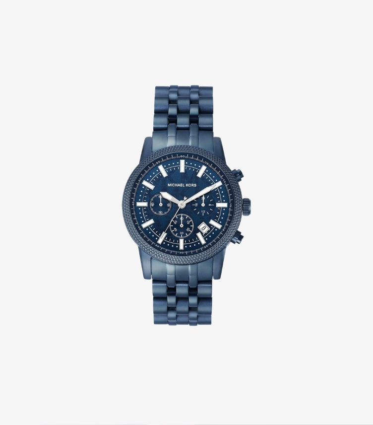MICHAEL KORS OVERSIZED HUTTON NAVY-TONE WATCH - MK9088