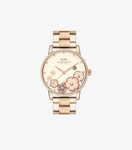 COACH WOMEN’S ROSE GOLD FLORAL DIAL WATCH – 14602977