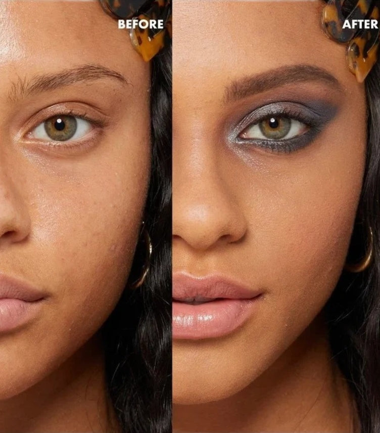 Before and after result using NYX Matte Finish Makeup Setting Spray