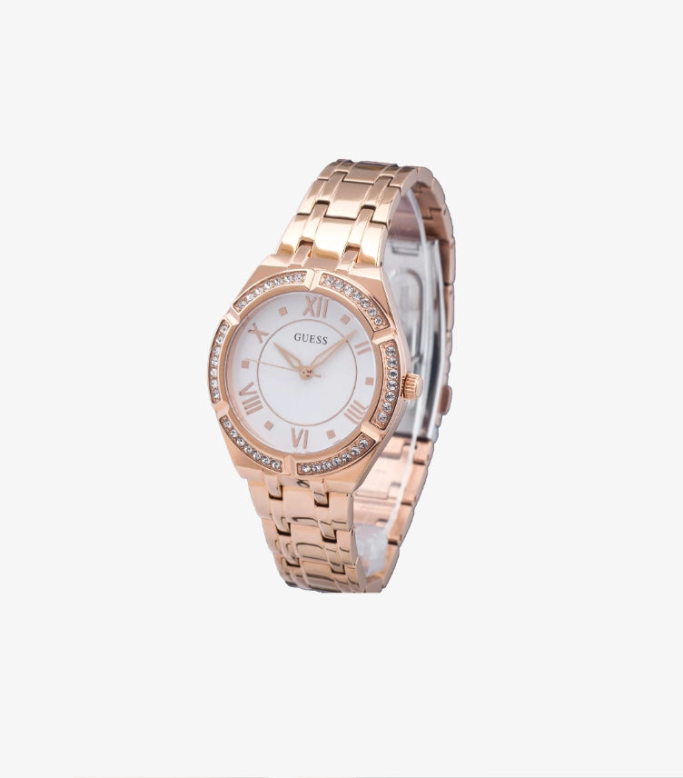 GUESS COSMO ROSE GOLD STAINLESS STEEL WHITE DIAL QUARTZ WATCH  - GW0033L3