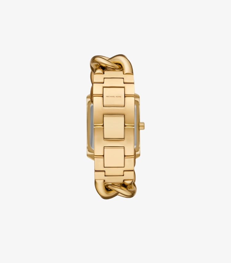 MICHAEL KORS OVERSIZED EMERY PAVE GOLD-TONE CURB LINK WATCH MK7300