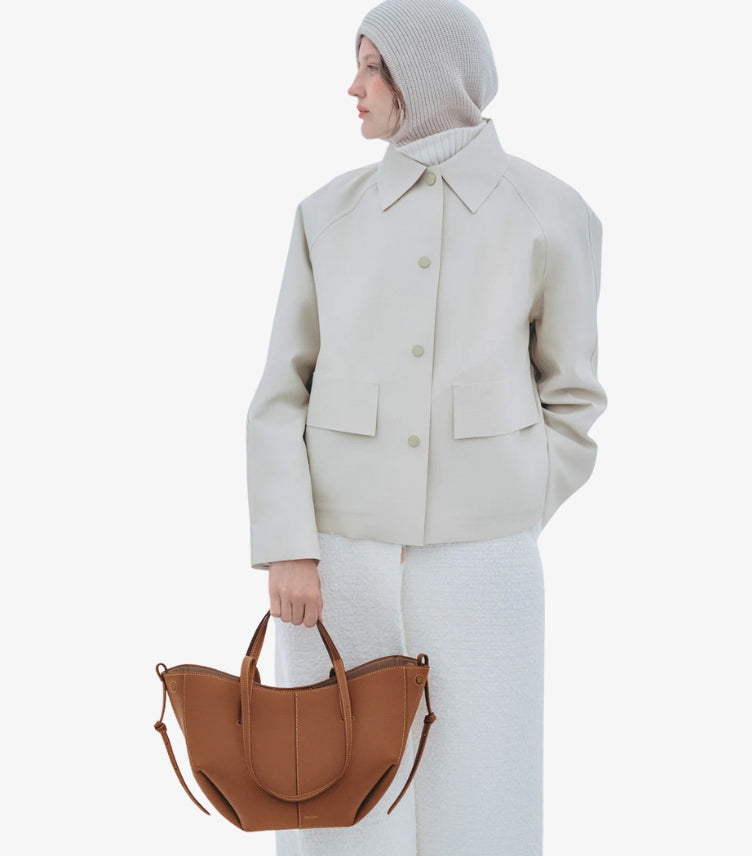 POLÈNE BROWN LEATHER STRUCTURED TOTE