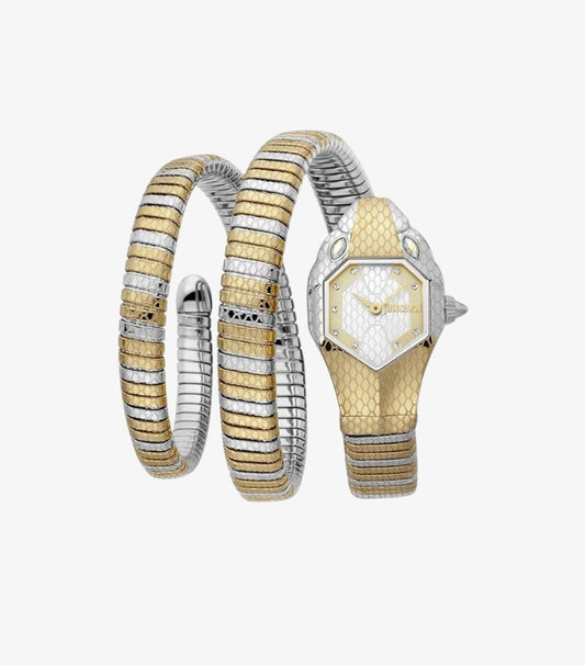 JUST CAVALLI EMBELLISHED DIAL & STAINLESS STEEL WRAP ANALOGUE WATCH - JC1L168MOO75