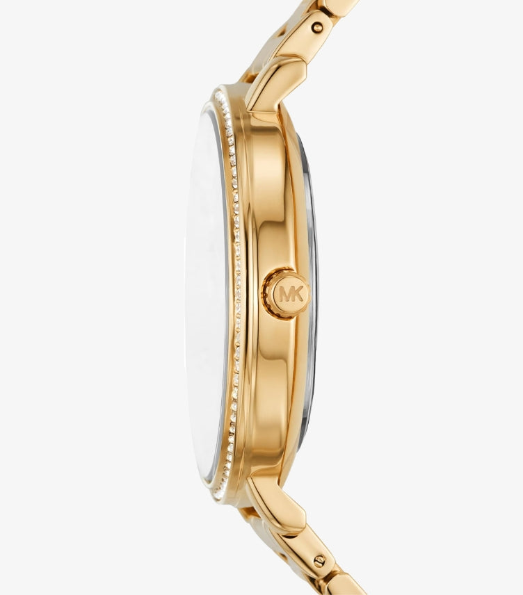 MICHAEL KORS PYPER PAVE GOLD-TONE LOGO WATCH MK4593