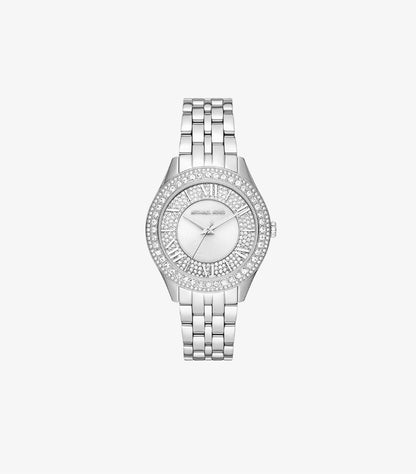 MICHAEL KORS HARLOWE PAVÉ SILVER-TONE WATCH - MK4708