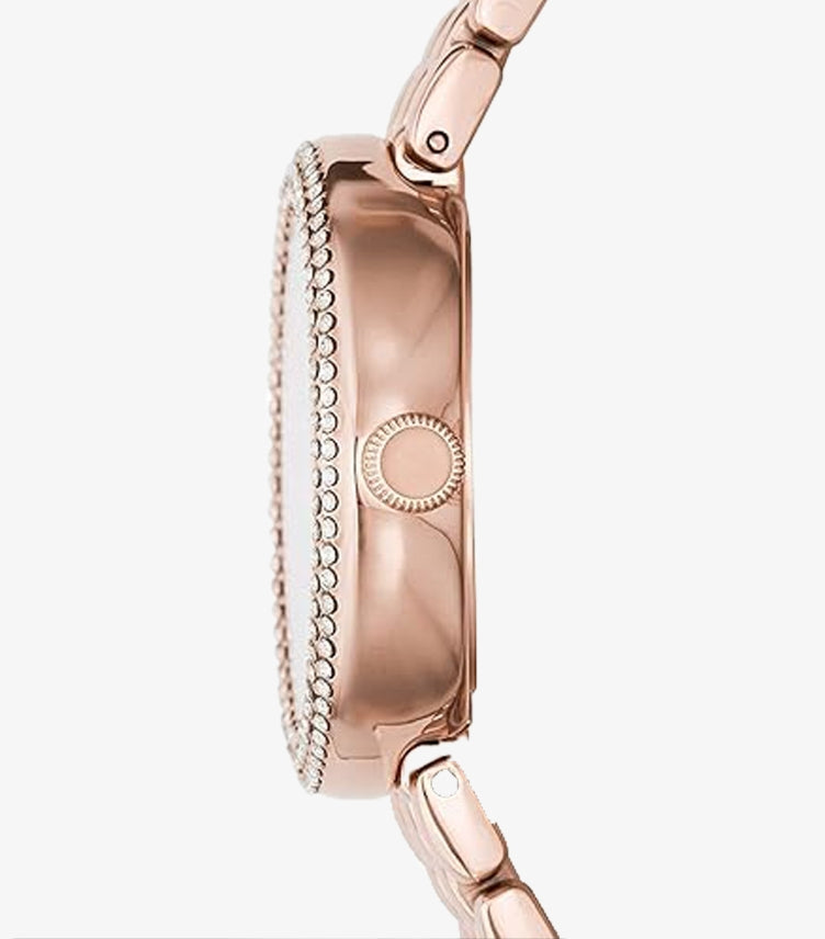 EMPORIO ARMANI ROSE GOLD STAINLESS STEEL WHITE DIAL QUARTZ WATCH - AR 11355