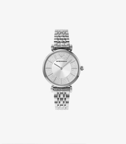 EMPORIO ARMANI WOMEN’S QUARTZ SILVER STAINLESS STEEL SILVER WATCH AR11445