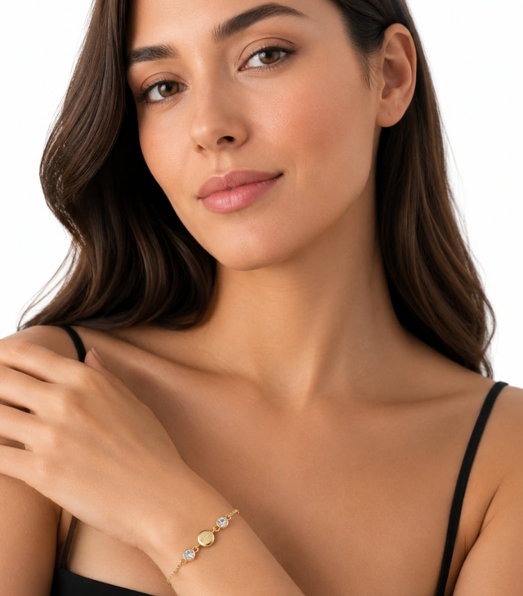 DKNY GOLD TONE CRYSTAL SLIDER BRACELET