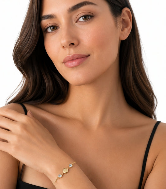 DKNY GOLD TONE CRYSTAL SLIDER BRACELET