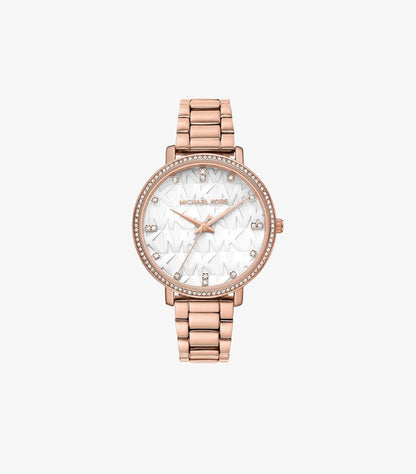 MICHAEL KORS PYPER PAVE ROSE GOLD-TONE LOGO WATCH - MK4594