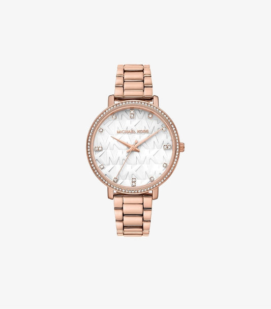 MICHAEL KORS PYPER PAVE ROSE GOLD-TONE LOGO WATCH - MK4594
