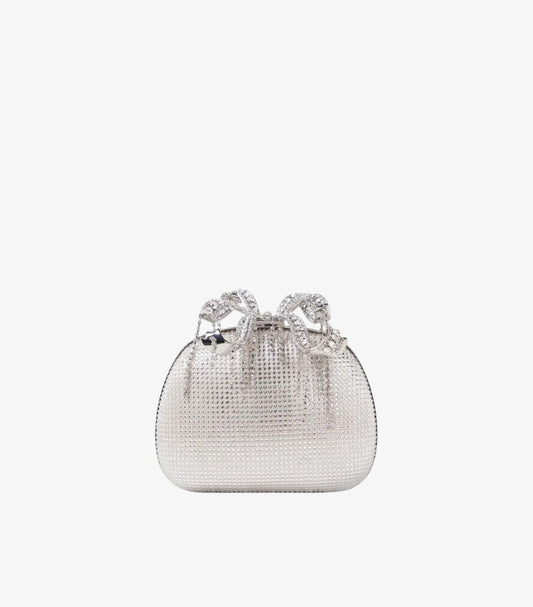 SELF-PORTRAIT THE BOW EMBELLISHED SATIN CLUTCH