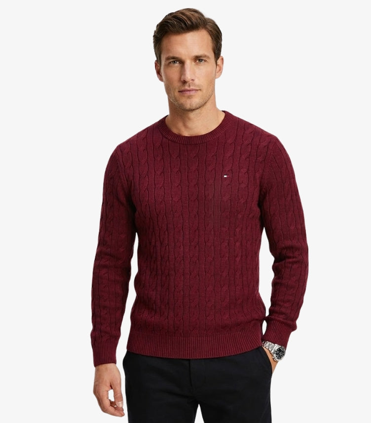 TOMMY HILFIGER MEN’S COTTON CABLE KNIT CREWNECK SWEATER