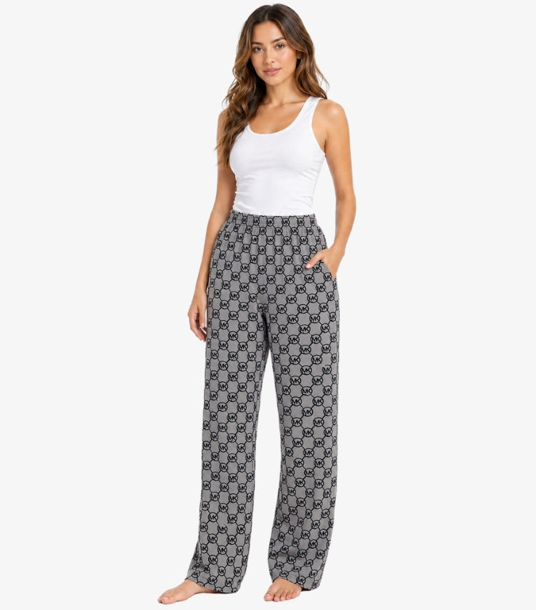 MICHAEL KORS WOMEN’S MK LOGO PRINT LOUNGE TROUSERS – GREY