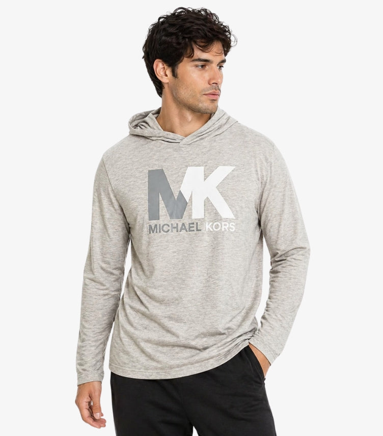 MICHAEL KORS MEN’S LARGE LOGO HOODIE – LIGHT GREY