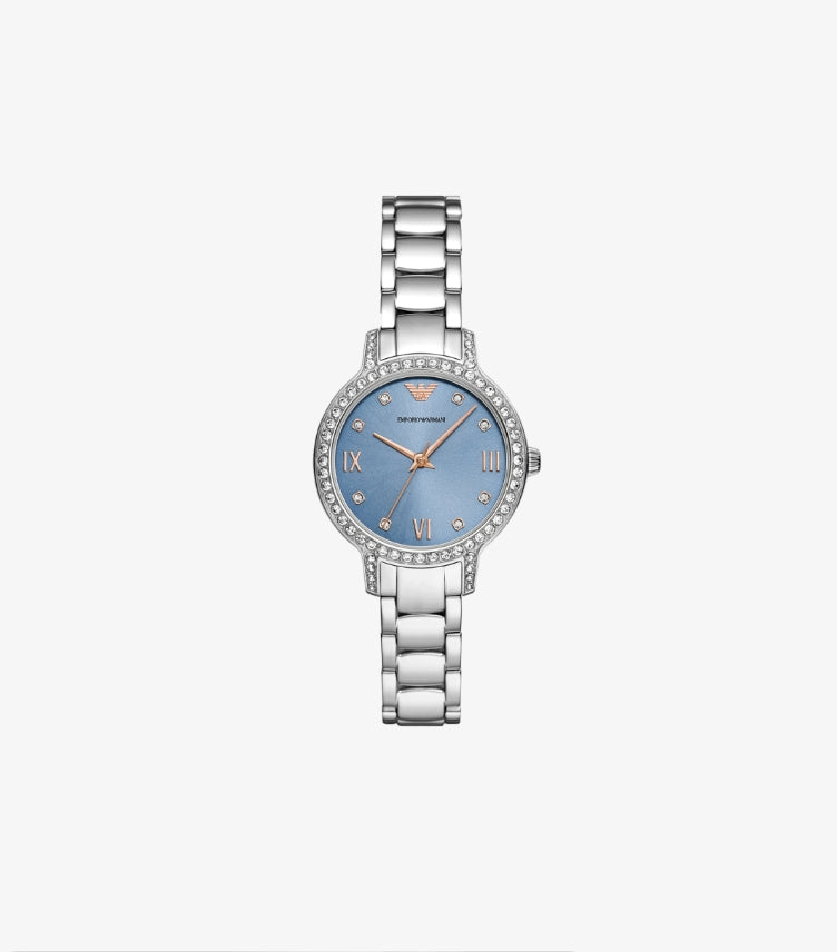EMPORIO ARMANI THREE-HAND STAINLESS STEEL WATCH AR11585