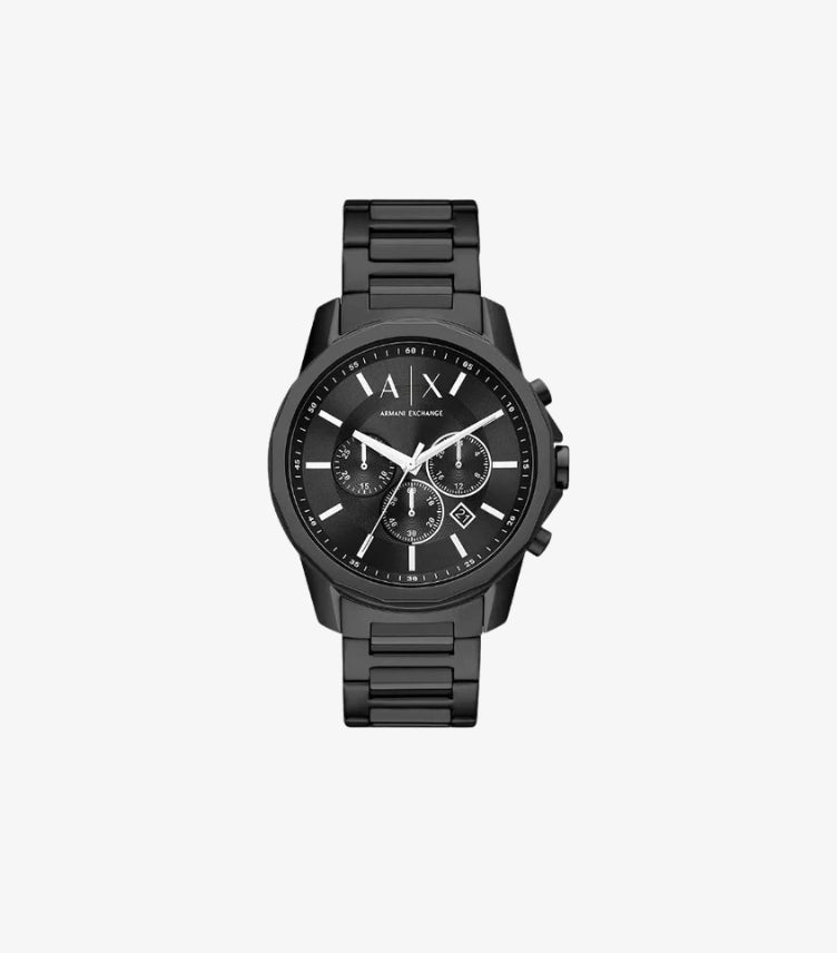 ARMANI EXCHANGE BLACK STAINLESS STEEL BLACK DIAL CHRONOGRAPH QUARTZ WATCH - AX1722