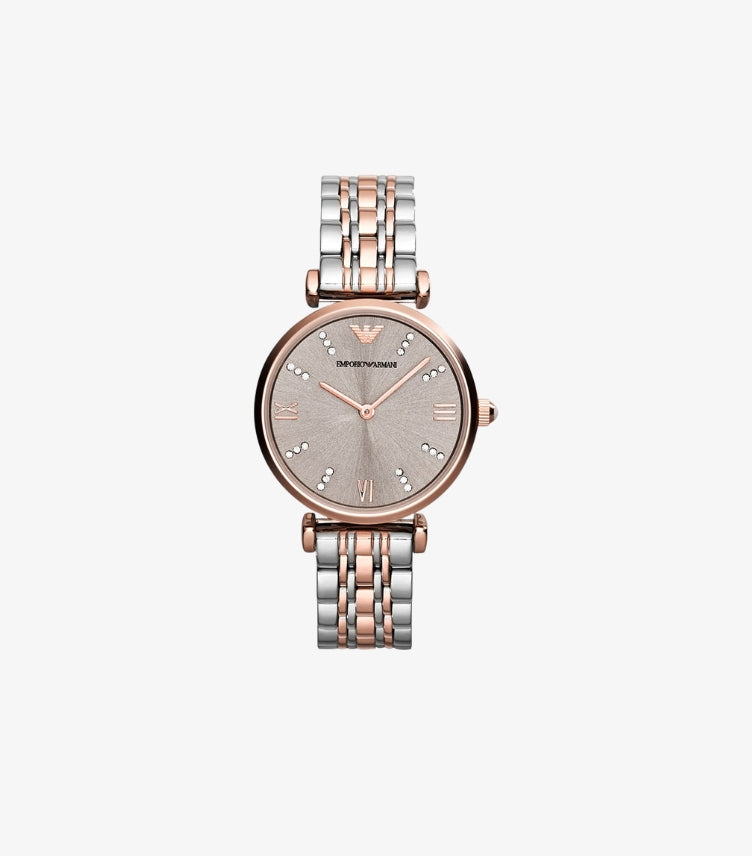 EMPORIO ARMANI WOMEN'S TWO-HAND TWO-TONE STAINLESS STEEL WATCH AR1840