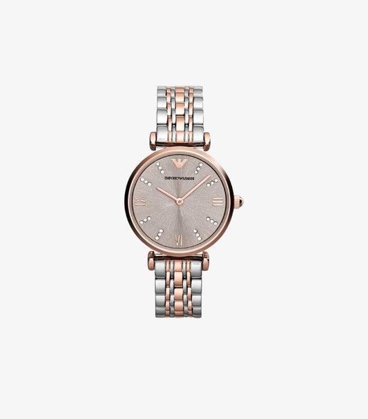 EMPORIO ARMANI WOMEN'S TWO-HAND TWO-TONE STAINLESS STEEL WATCH AR1840