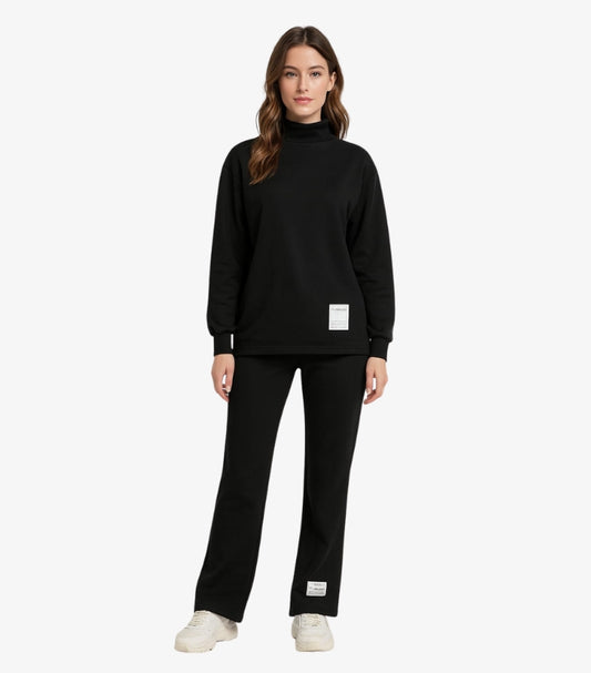 SHEIN WOMEN'S BLACK CASUAL SWEATSUIT SET