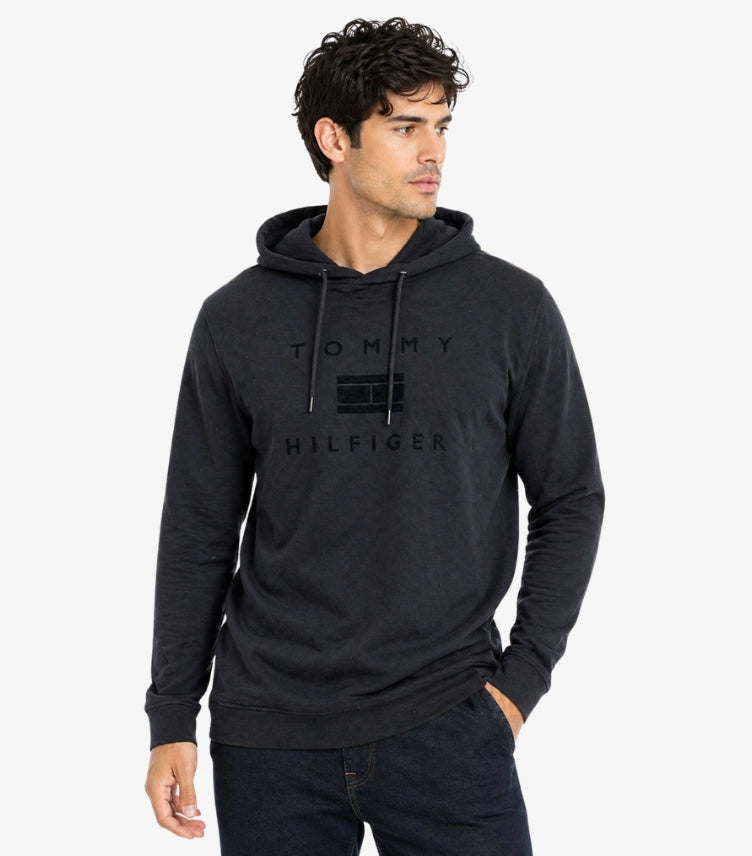 TOMMY HILFIGER MEN’S BLACK LOGO HOODIE
