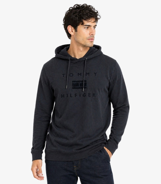 TOMMY HILFIGER MEN’S BLACK LOGO HOODIE