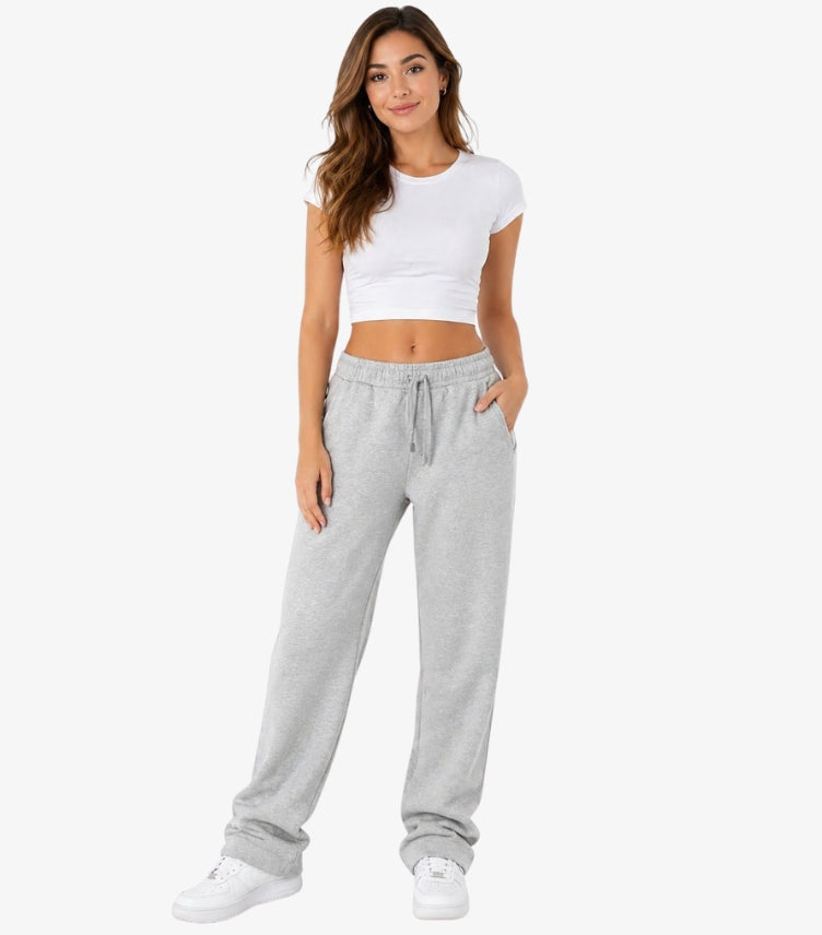 M&S WOMEN’S RELAXED FIT COTTON JOGGER TROUSER – LIGHT GREY
